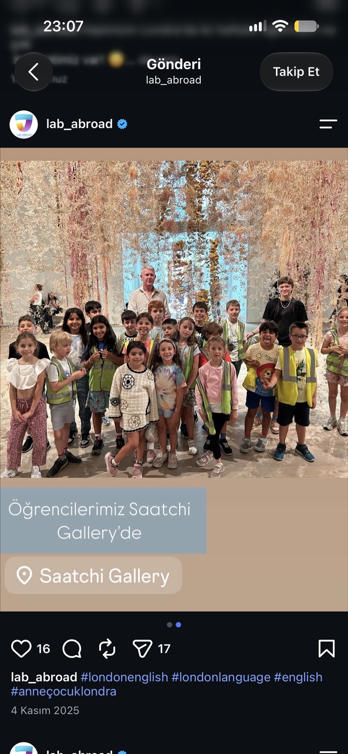 Lab Abroad öğrencileri Saatchi Gallery gezisinde